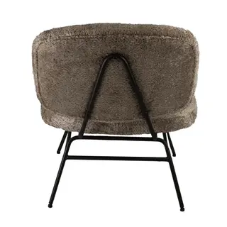 Fauteuil, taupe stof, zwart metalen onderstel